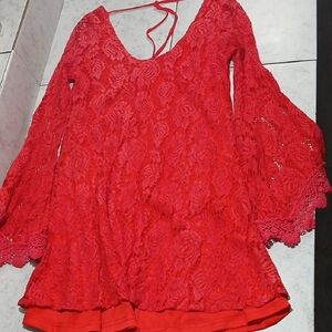 Bright Red Lace Dress